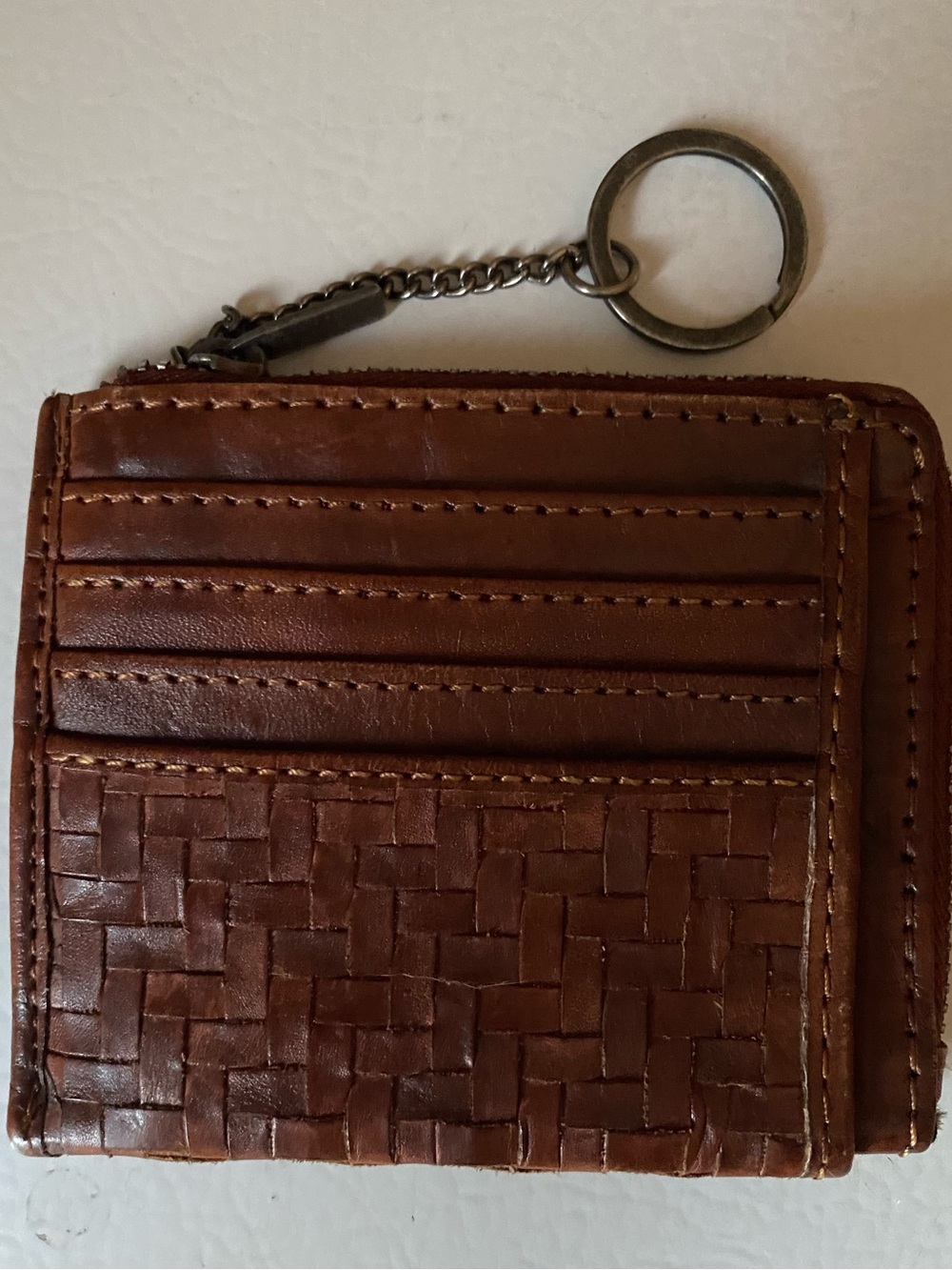 Vilenca Holland Brown Woven Leather credit Card Wallet